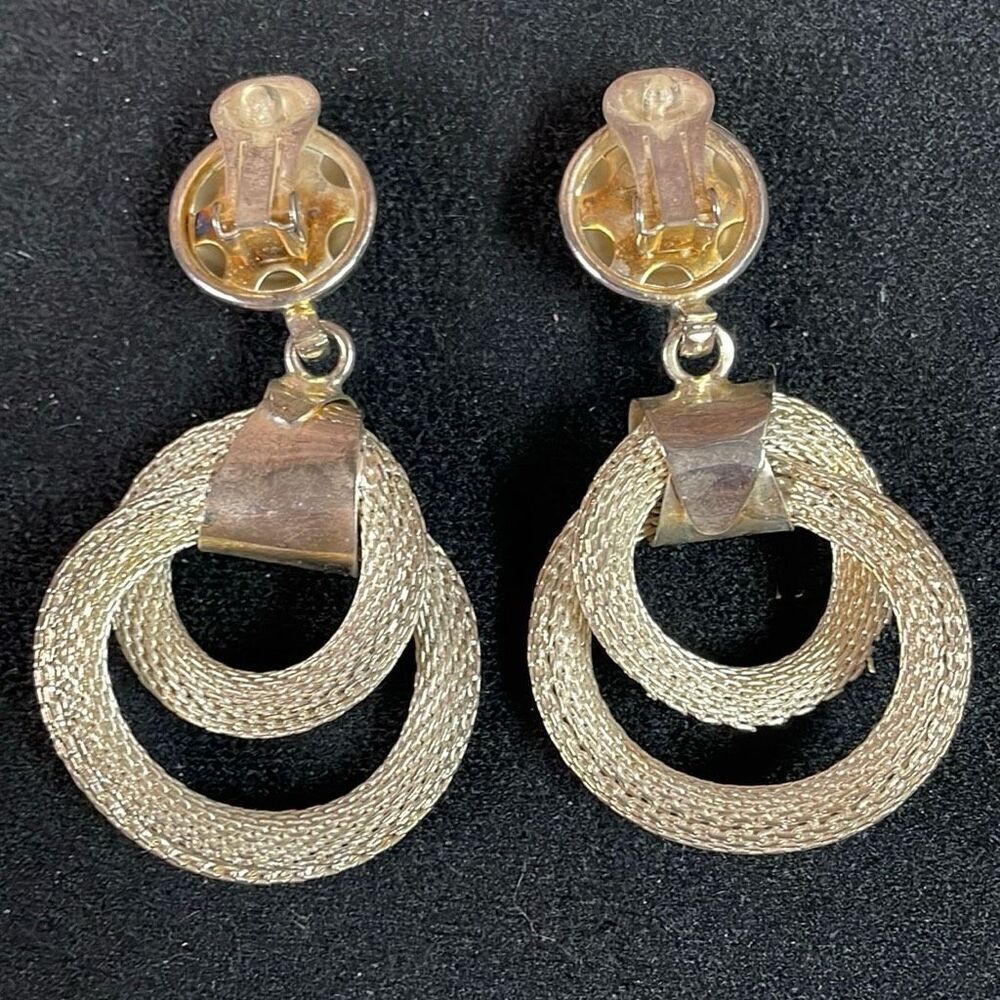 Vintage Silvertone Door Knocker Twisted Snake Clip On Earrings 80’s 90’s